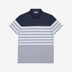 Fila Golf Pinstripe - Miesten Poolopaita - Laivastonsininen | FI-21961